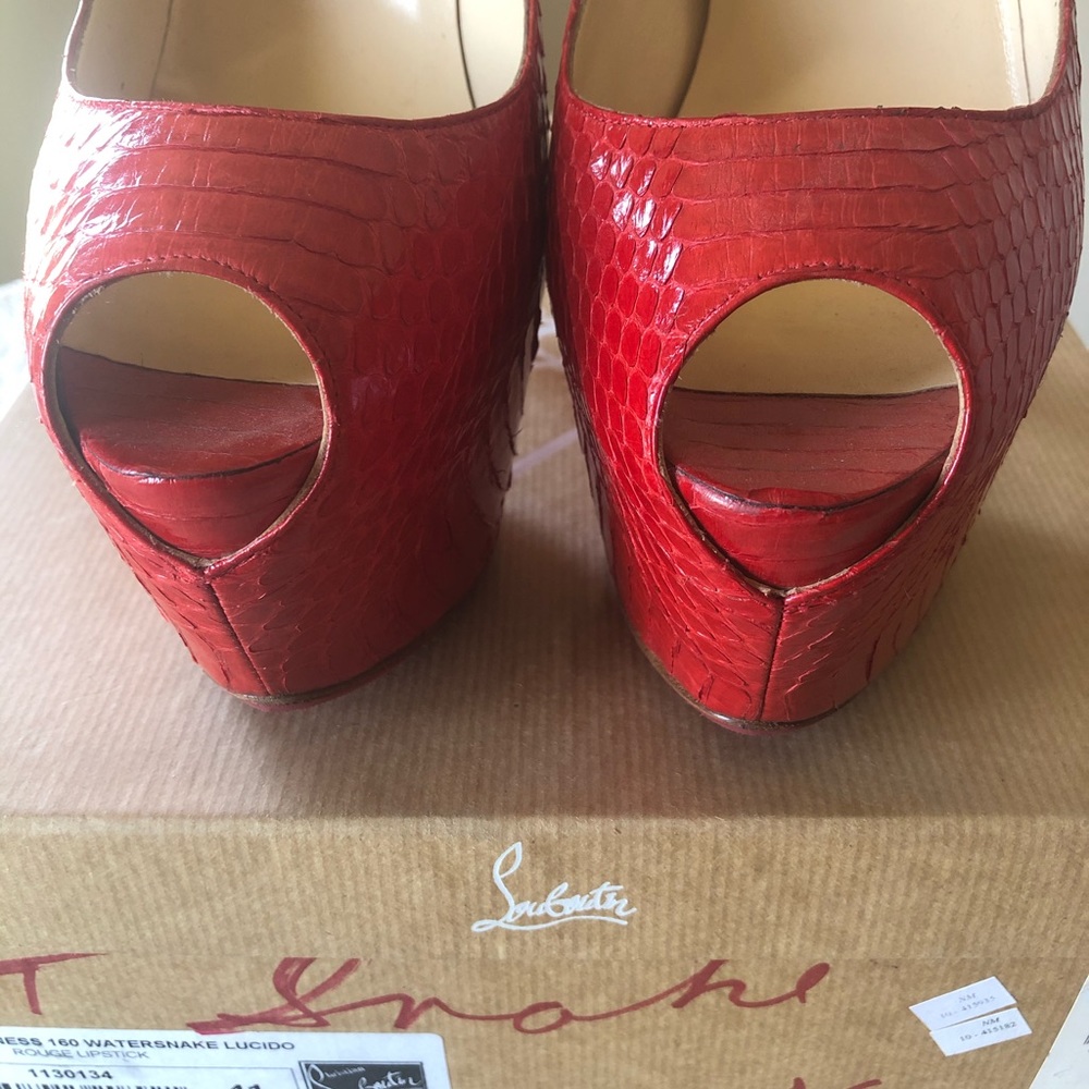 Christian Louboutin Platform Python Peep Toe Heel - image 8